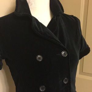 Cute Black Velvet Double Breasted Top